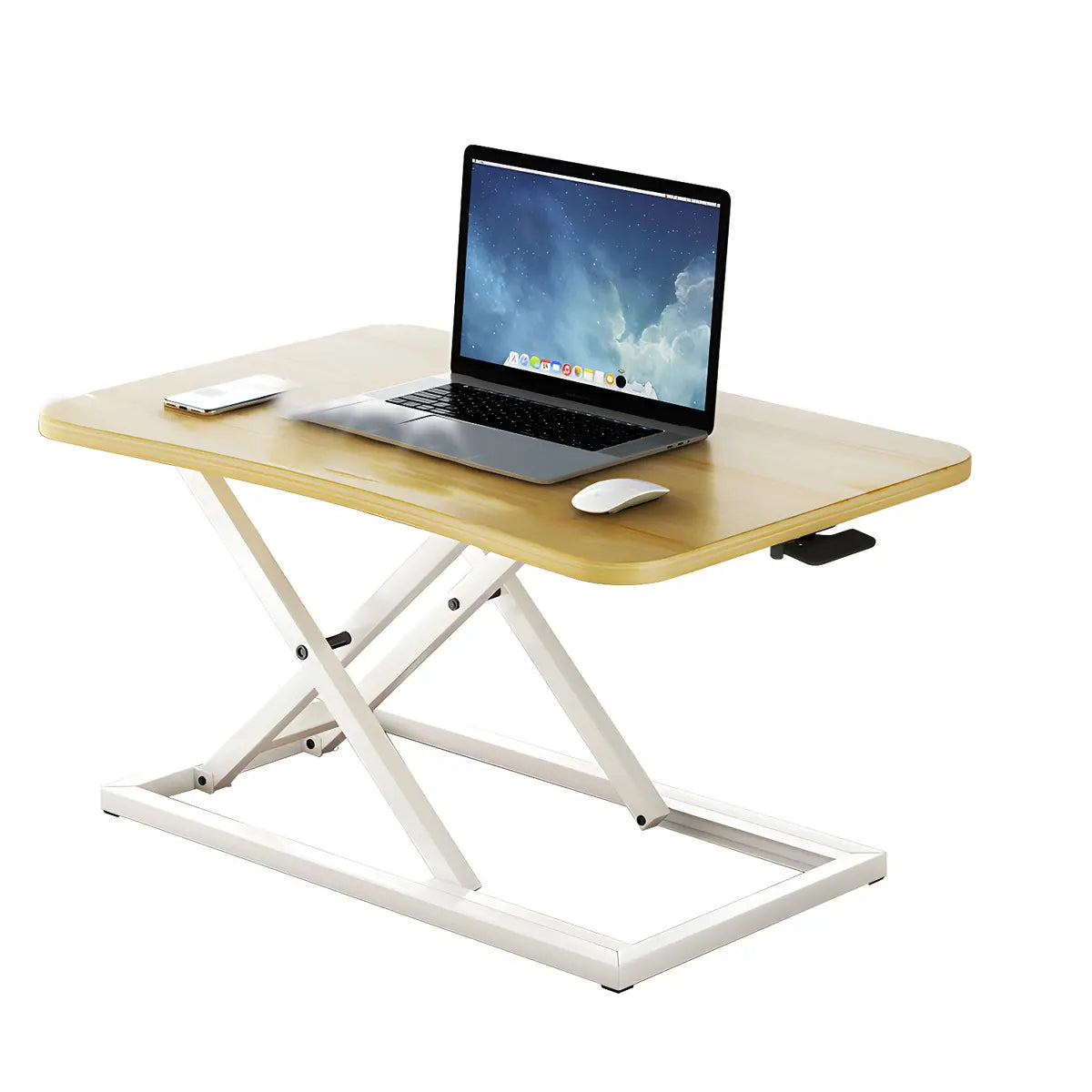 Black Small Adjustable Trestle Standing Desk Converter Image - 5