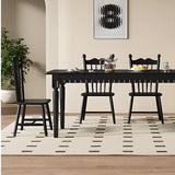 Black Solid Wood Dining Table with 4 Slat Back Chairs Image - 3