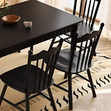 Black Solid Wood Dining Table with 4 Slat Back Chairs Image - 4