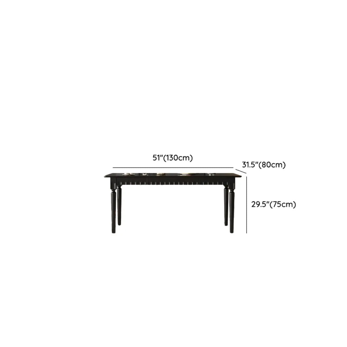 Black Solid Wood Dining Table with 4 Slat Back Chairs 