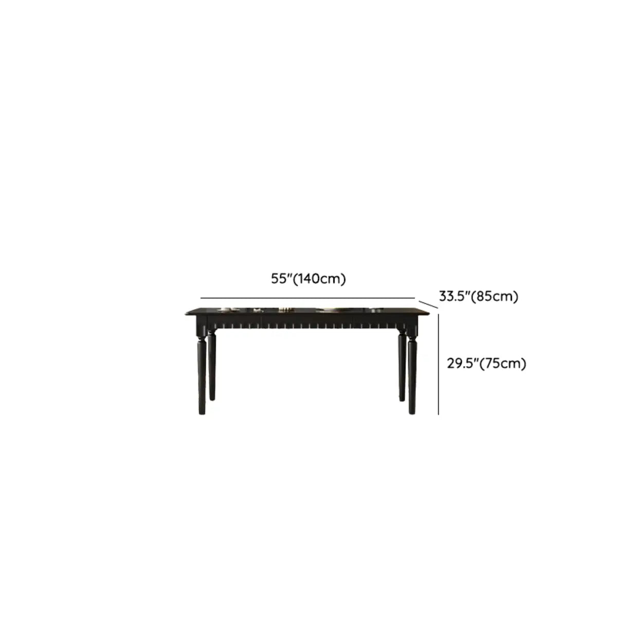 Black Solid Wood Dining Table with 4 Slat Back Chairs Image - 8