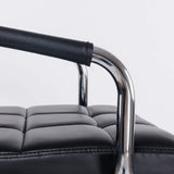 Black Square Leather Armrest Adjustable Tufted Bar Stool Image - 8