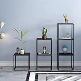 Black Square Living Room Decor Metal Base Plant Stand Image - 2