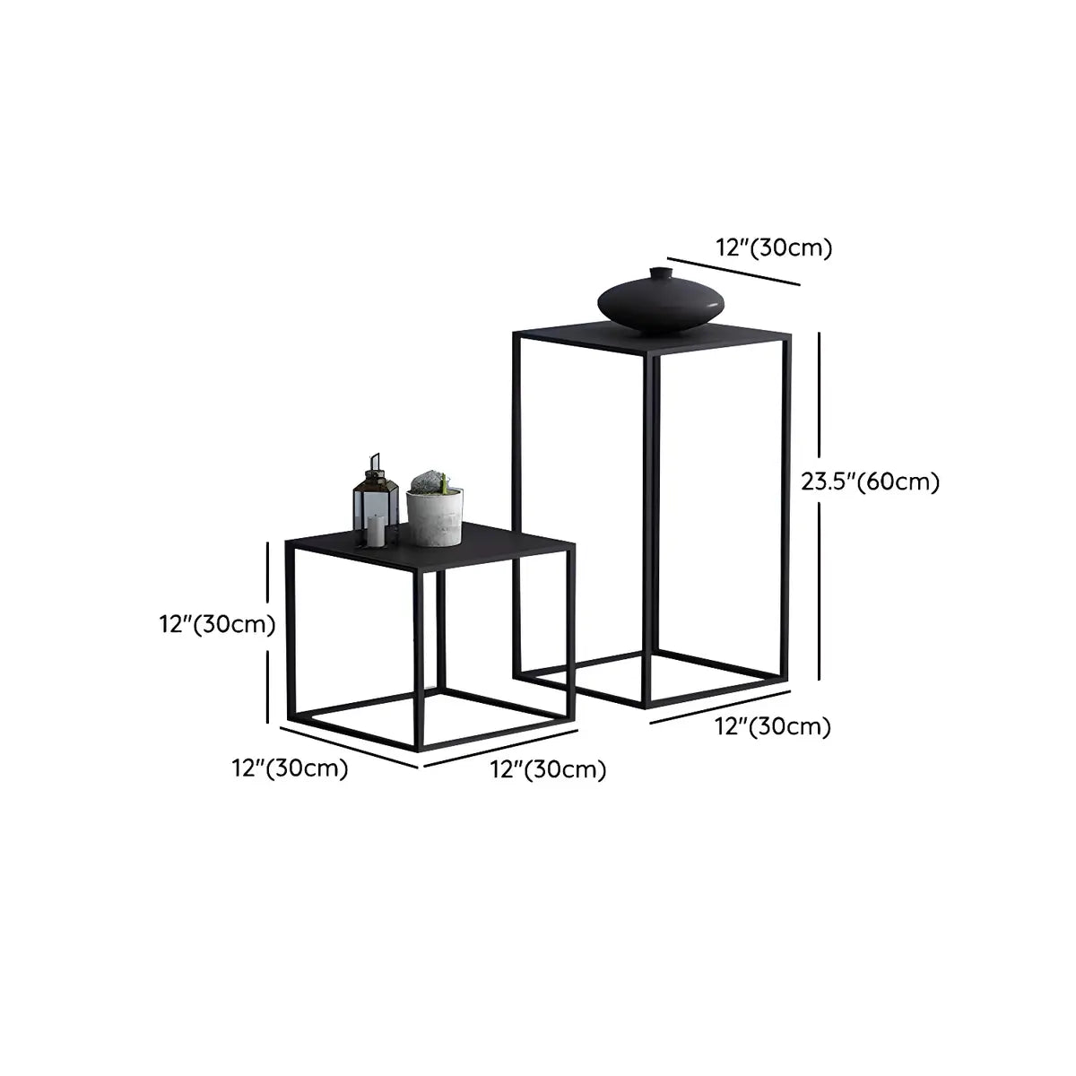 Black Square Living Room Decor Metal Base Plant Stand Image - 22