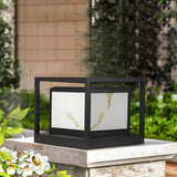 Black Square Metal Frame Outdoor Garden Table Lamp Image - 11