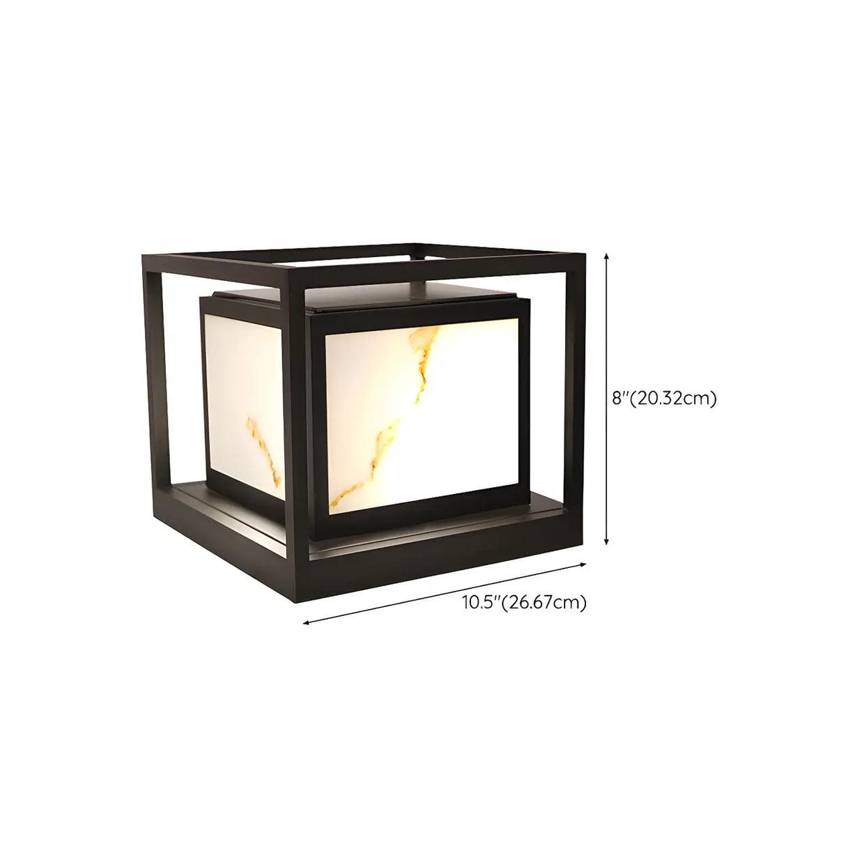 Black Square Metal Frame Outdoor Garden Table Lamp 