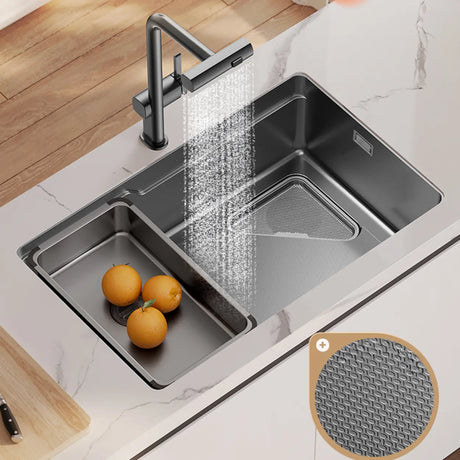 Black Stainless Steel Basket Strainer Kitchen Sink Image - 1