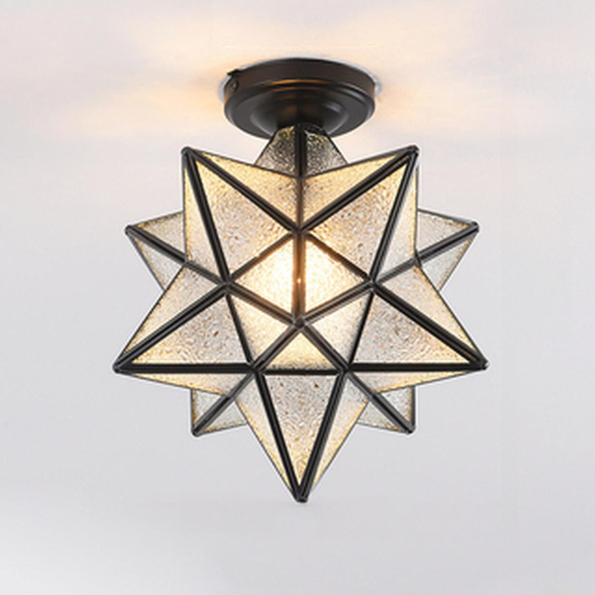 Black Star Glass Semi-Flush Mount Ceiling Light Hallway Image - 11