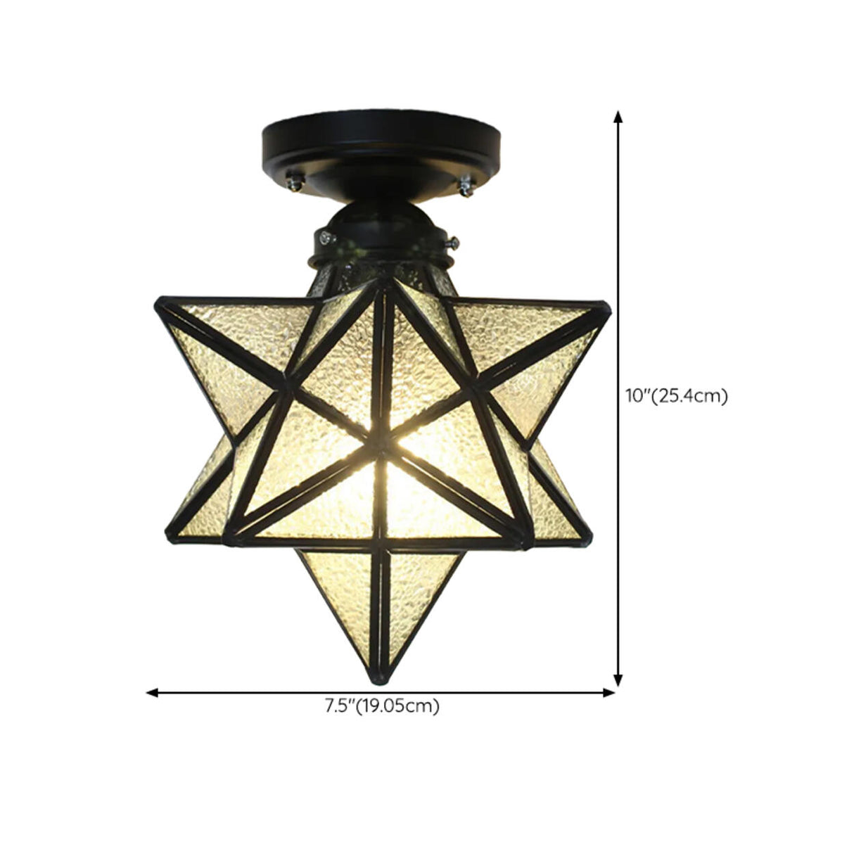 Black Star Glass Semi-Flush Mount Ceiling Light Hallway 