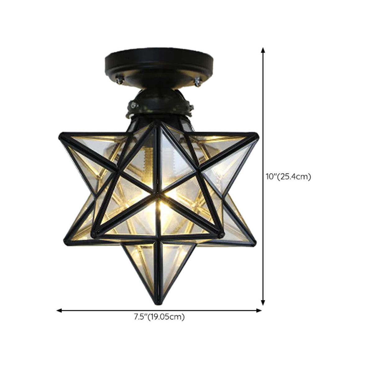 Black Star Glass Semi-Flush Mount Ceiling Light Hallway Image - 15