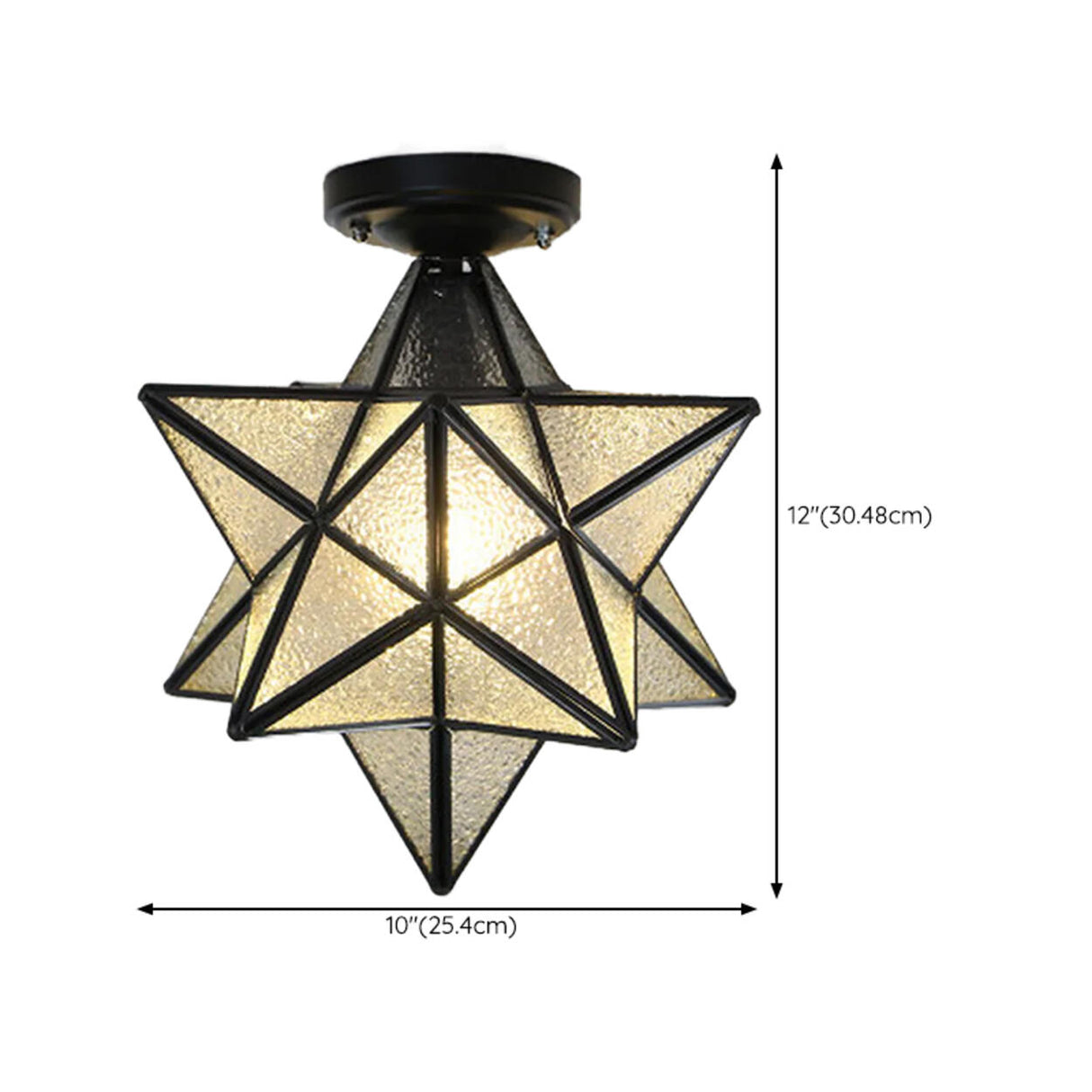 Black Star Glass Semi-Flush Mount Ceiling Light Hallway Image - 16