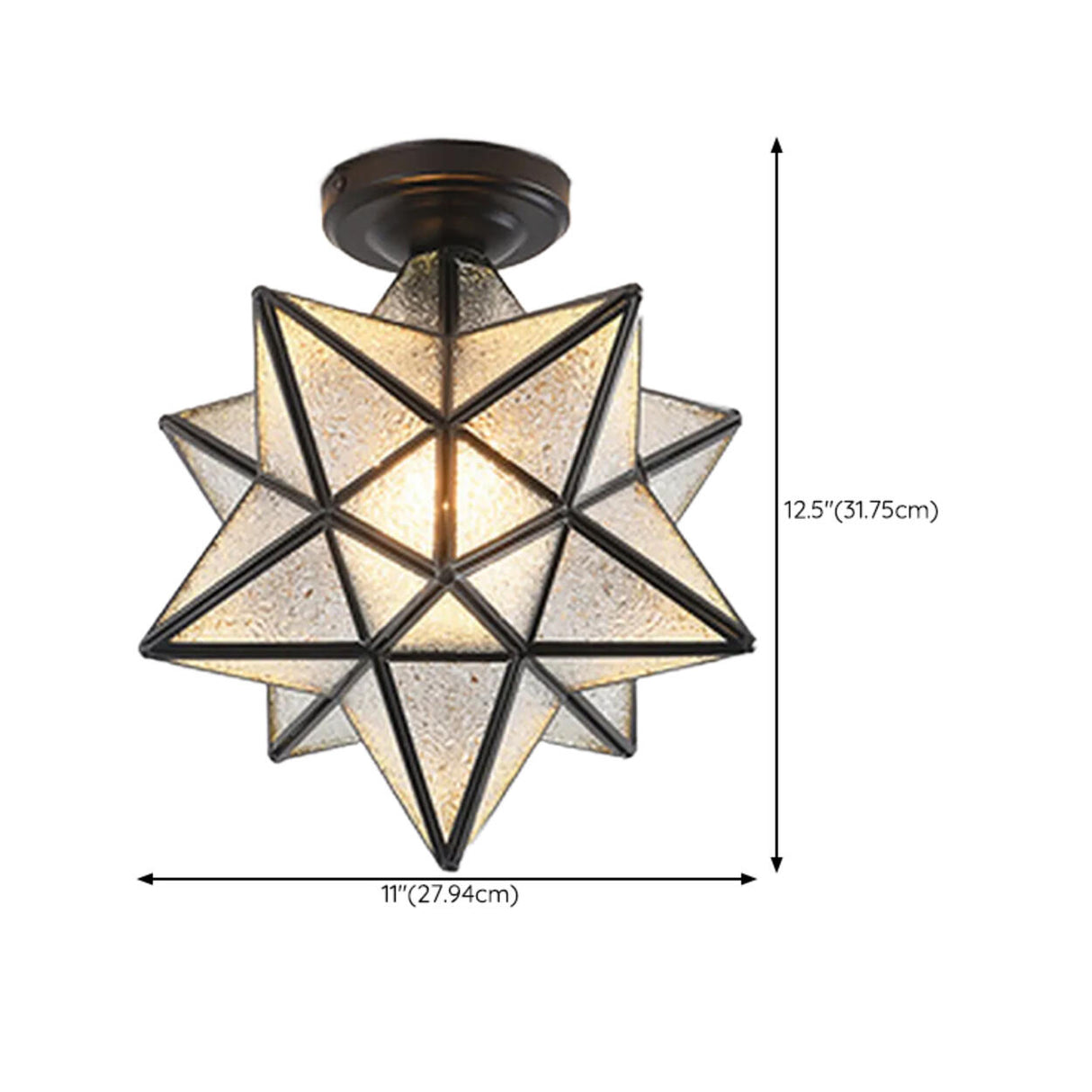 Black Star Glass Semi-Flush Mount Ceiling Light Hallway Image - 18