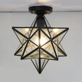 Black Star Glass Semi-Flush Mount Ceiling Light Hallway Image - 3