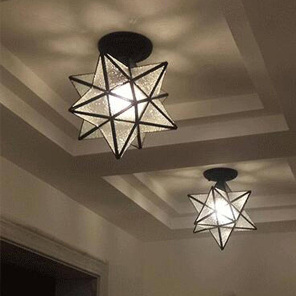 Black Star Glass Semi-Flush Mount Ceiling Light Hallway Image - 4