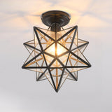 Black Star Glass Semi-Flush Mount Ceiling Light Hallway Image - 5