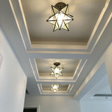 Black Star Glass Semi-Flush Mount Ceiling Light Hallway Image - 6