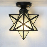 Black Star Glass Semi-Flush Mount Ceiling Light Hallway Image - 7