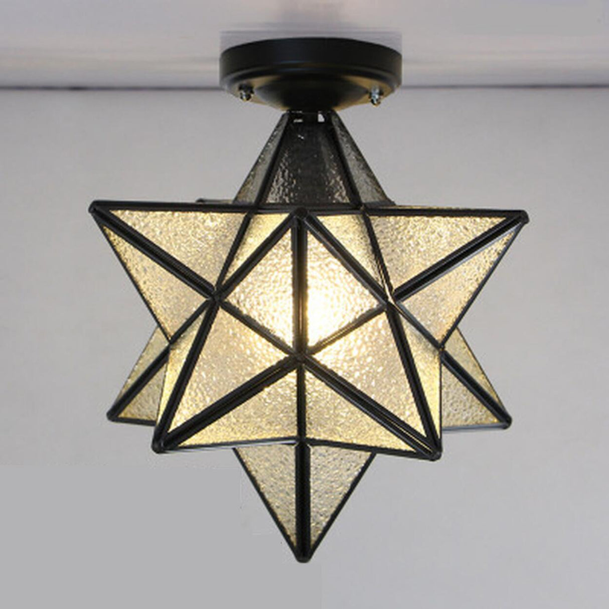 Black Star Glass Semi-Flush Mount Ceiling Light Hallway Image - 9