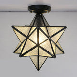 Black Star Glass Semi-Flush Mount Ceiling Light Hallway Image - 9