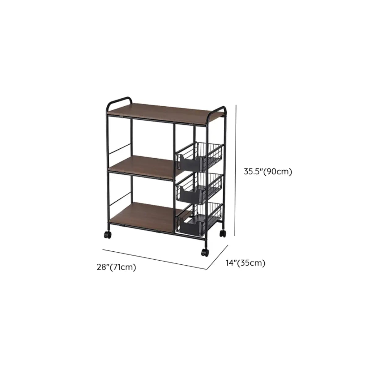 Black Steel Baker's Rack with Wood Shelf and Basket 