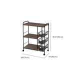 Black Steel Baker's Rack with Wood Shelf and Basket #size