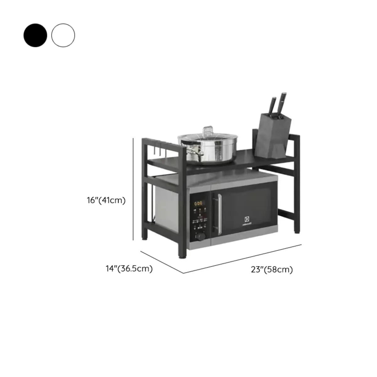 Black Steel Microwave Shelf Baker's Rack with Hooks Image - 17