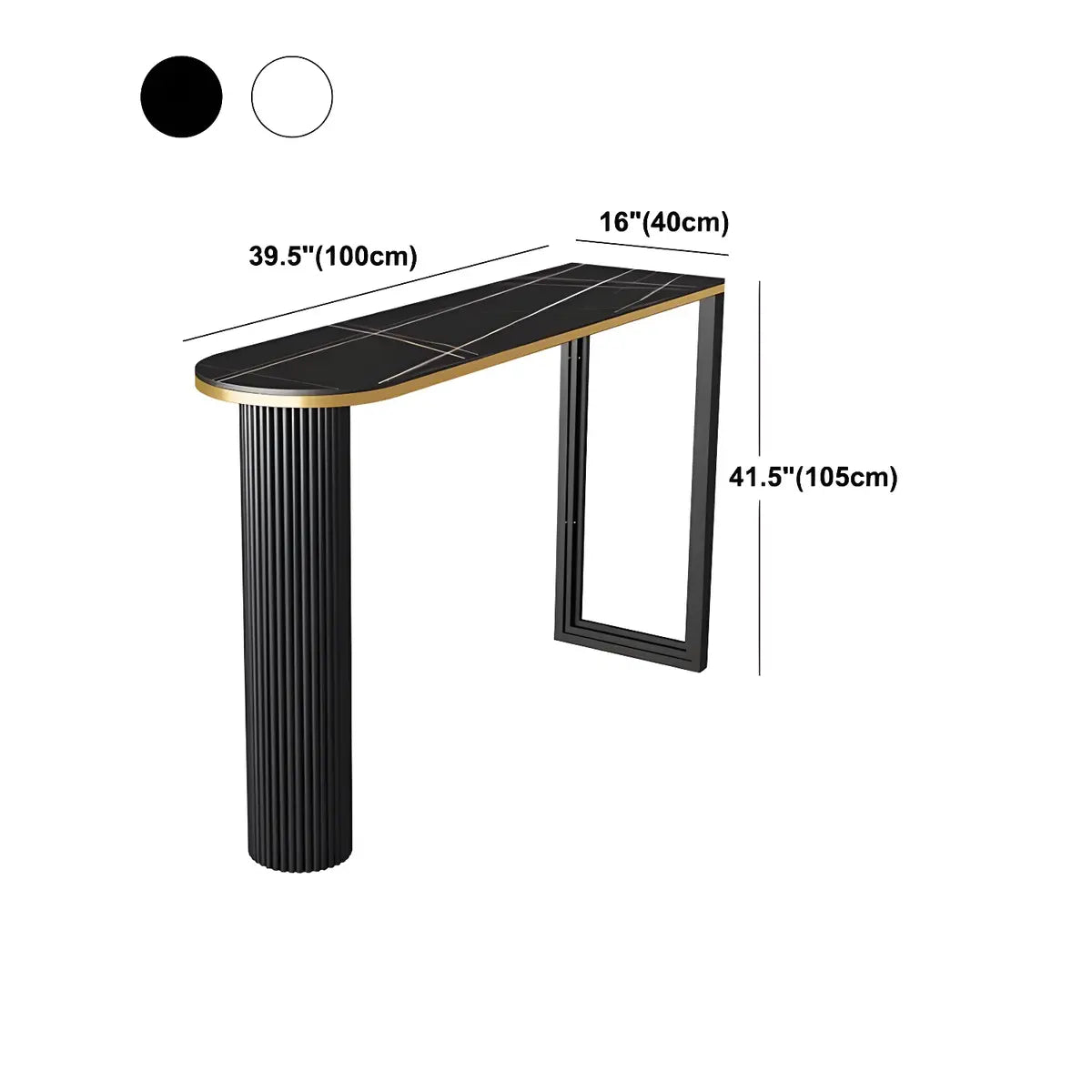 Black Stone Oval Metal Tall Bar Table for Island Dining 