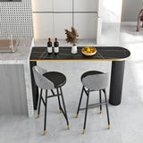 Black Stone Oval Metal Tall Bar Table for Island Dining Image - 2