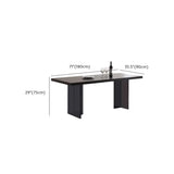 Black Stone Rectangle Dining Table Set with 4 chairs Image - 11