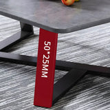 Black Stone Rectangle Steel Cross Legs Coffee Table Image - 11