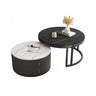 Black Stone Round Coffee Nesting Table with Storage Image - 20