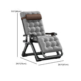 Black Striped Foldable Mesh Recliner with Cup Holder Image - 48