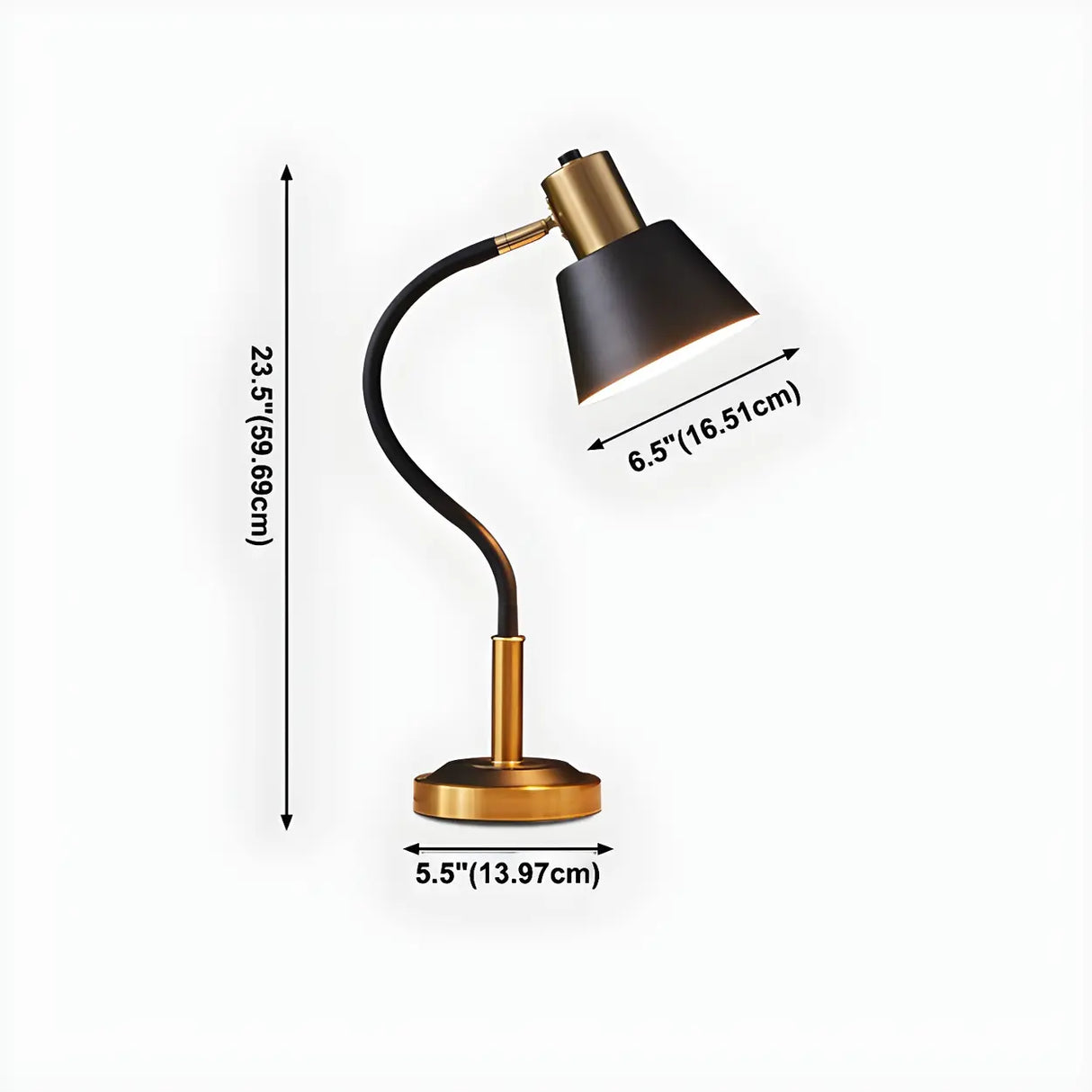 Black Stylish Adjustable Arm Tapered Metal Table Lamp 