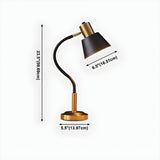 Black Stylish Adjustable Arm Tapered Metal Table Lamp #size