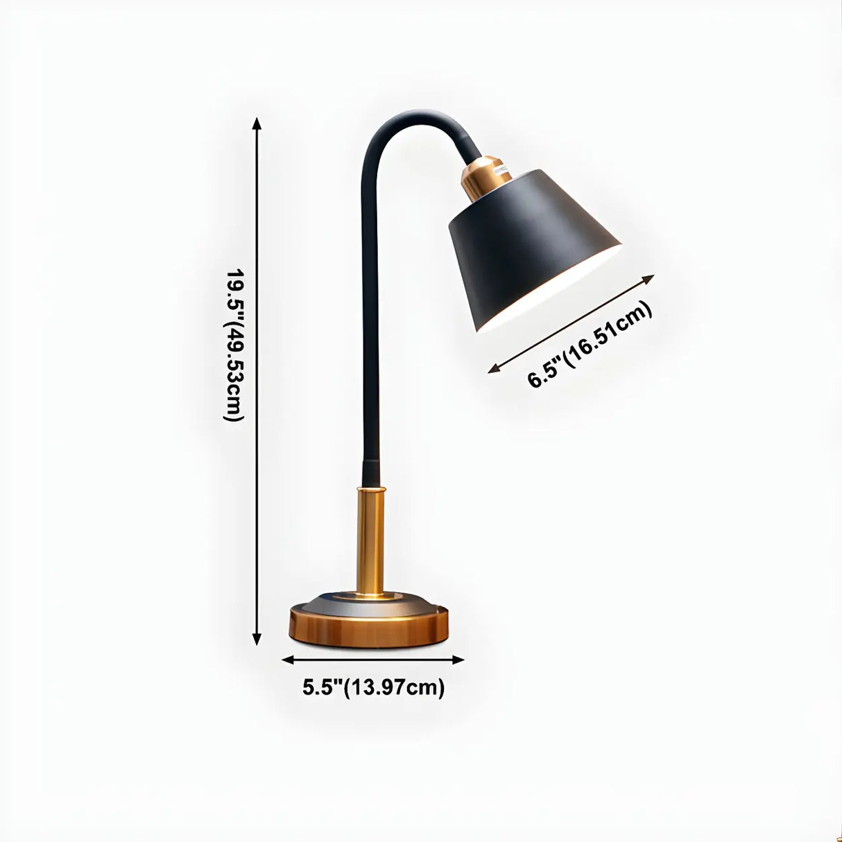 Black Stylish Adjustable Arm Tapered Metal Table Lamp Image - 14