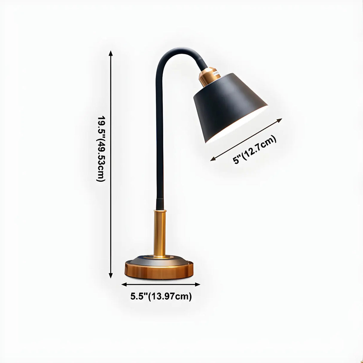 Black Stylish Adjustable Arm Tapered Metal Table Lamp Image - 16