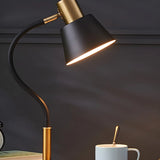 Black Stylish Adjustable Arm Tapered Metal Table Lamp Image - 2