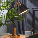 Black Stylish Adjustable Arm Tapered Metal Table Lamp Image - 4