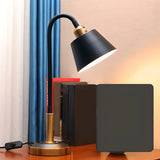 Black Stylish Adjustable Arm Tapered Metal Table Lamp Image - 8