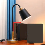 Black Stylish Adjustable Arm Tapered Metal Table Lamp Image - 9