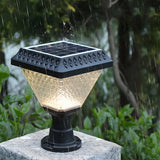 Black Stylish Diamond Outdoor Solar LED Pillar Light Image - 1