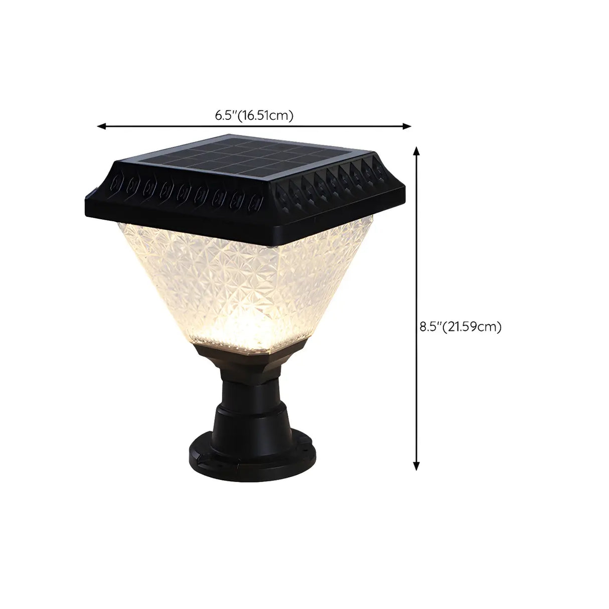 Black Stylish Diamond Outdoor Solar LED Pillar Light 