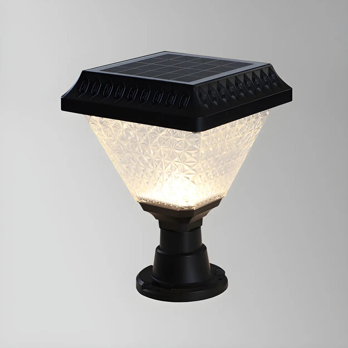 Black Stylish Diamond Outdoor Solar LED Pillar Light Image - 7