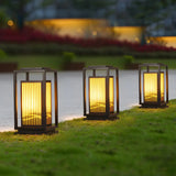 Black Stylish Rectangular Metal Outdoor Lantern Lamp Image - 12