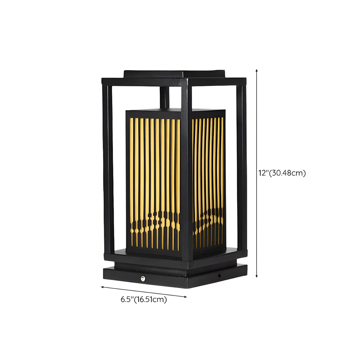 Black Stylish Rectangular Metal Outdoor Lantern Lamp 