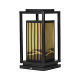 Black Stylish Rectangular Metal Outdoor Lantern Lamp Image - 2