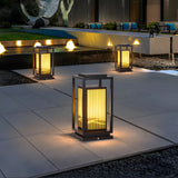 Black Stylish Rectangular Metal Outdoor Lantern Lamp Image - 4