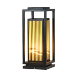 Black Stylish Rectangular Metal Outdoor Lantern Lamp Image - 6