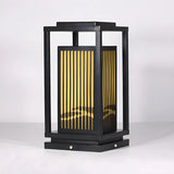 Black Stylish Rectangular Metal Outdoor Lantern Lamp Image - 8