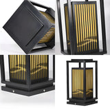 Black Stylish Rectangular Metal Outdoor Lantern Lamp Image - 9